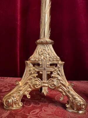 5  Matching Candle Holders With Cross. Measures Candle Holders Without Pin