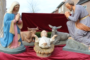 Nativity Set en plaster polychrome, Belgium 19th century