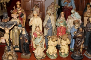 From Collector Special Saints Till 60 Cm / 23.6 Inches en plaster polychrome, Belgium 19th century