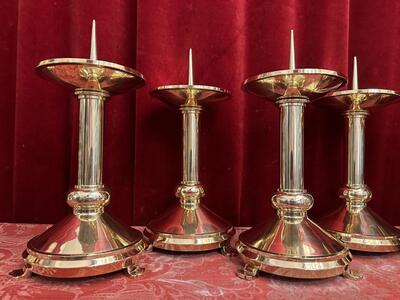 Candle Holders Measures Without Pin style art - deco en Bronze / Polished and Varnished, Belgium  20 th century ( Anno 1930 )