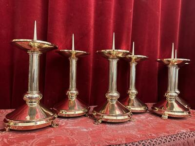 Candle Holders Measures Without Pin style art - deco en Bronze / Polished and Varnished, Belgium  20 th century ( Anno 1930 )