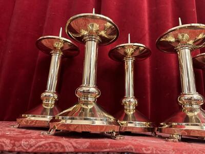 Candle Holders Measures Without Pin style art - deco en Bronze / Polished and Varnished, Belgium  20 th century ( Anno 1930 )