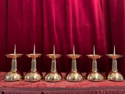 Candle Sticks Measures Without Pin style ART - DECO en Brass / Polished / New Varnished, Belgium 20th century ( 1950 )