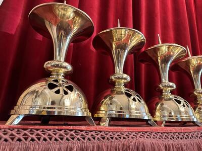 Matching Candle Sticks Height Without Pin. style art - deco en Brass / Bronze / Polished and Varnished, Belgium  20 th century ( Anno 1930 )