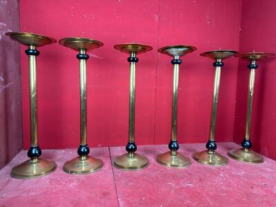 Matching Candle Sticks Height Without Pin. style art - deco en Brass / Ebony Wood, Belgium  20 th century ( Anno 1930 )