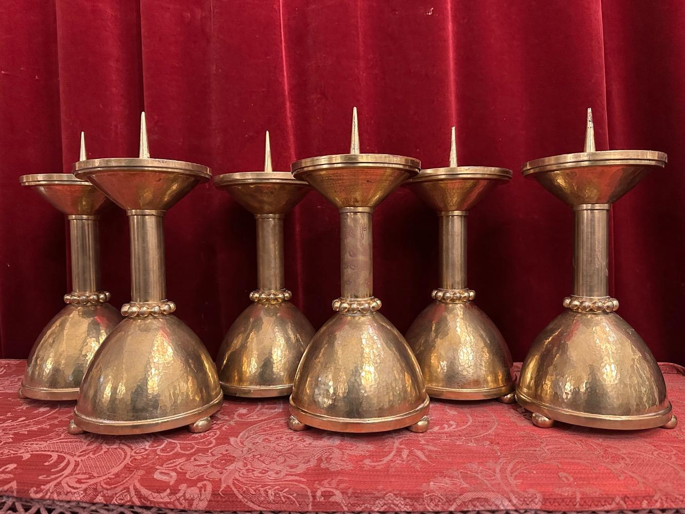 6 art - deco Matching Set Candle Sticks Height Without Pin.