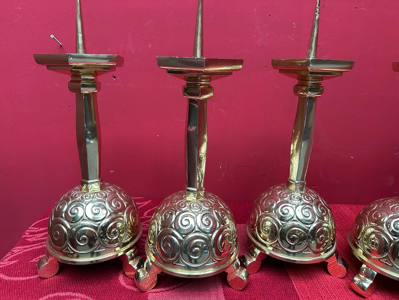 6 Art Nouveau  Matching Candle Sticks Height Without Pin.