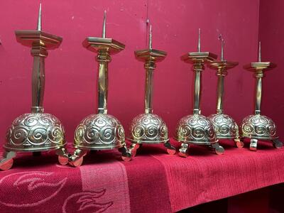 6 Art Nouveau  Matching Candle Sticks Height Without Pin.