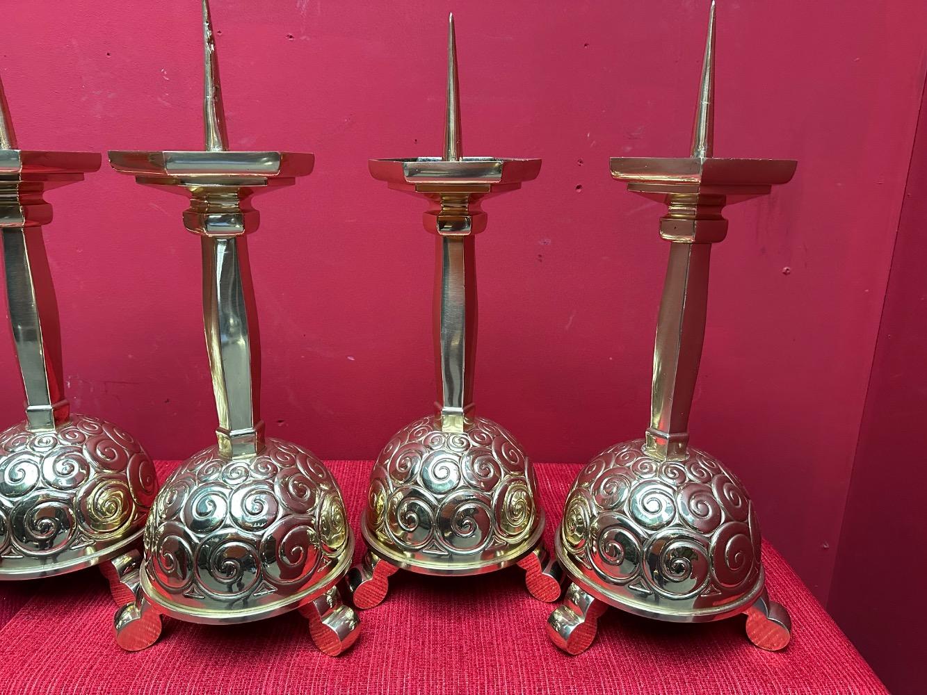 6 Art Nouveau  Matching Candle Sticks Height Without Pin.