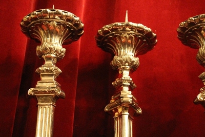 Matching Candle Sticks. Measures Without Pin. style Baroque en Bronze / S I L V E R   P L A T E D , Dutch 19th century ( anno 1875 )