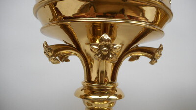 Matching Candle Sticks  style Gothic - style en Brass / Bronze , Belgium 19th century