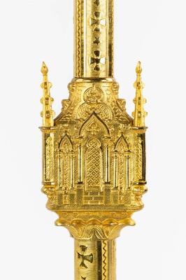 Matching Candle Sticks Height Without Pin. style Gothic - Style en Bronze / Brass / Gilt, France 19 th century