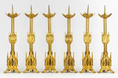 6 Gothic - Style Matching Candle Sticks Height Without Pin. 8 Pieces Available !