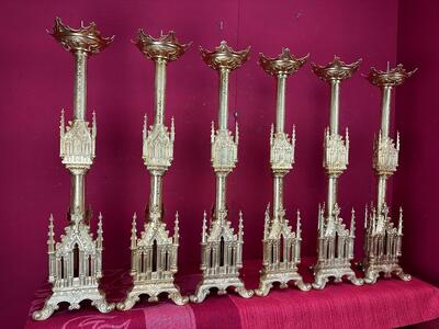 6 Gothic - Style Matching Candle Sticks Height Without Pin. 8 Pieces Available !