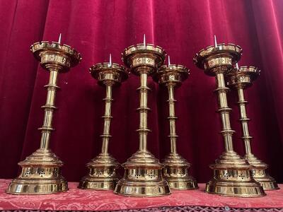 6 Gothic - style Matching Candle Sticks Height Without Pin. Altar - Set