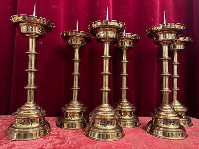 6 Gothic - style Matching Candle Sticks Height Without Pin. Altar - Set