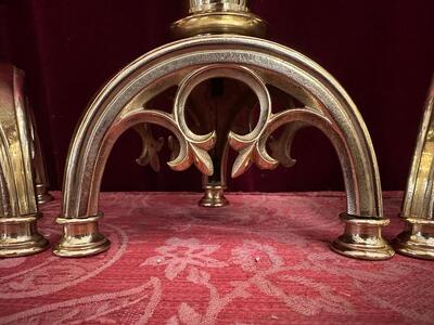 6 Gothic - style Matching Candle Sticks Height Without Pin. Altar - Set.
