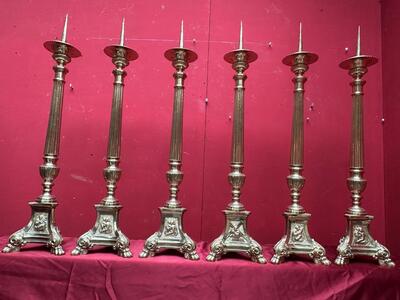 6 Gothic - style Matching Candle Sticks Height Without Pin. Altar - Set