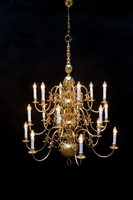 Large Matching Chandeliers New Polished And Varnished en Brass , Belgium 19th century