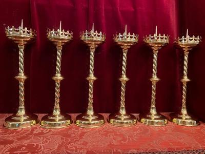 Matching Candle Sticks Height Without Pin. en Brass / Polished and Varnished, Belgium 19 th century ( Anno 1890 )