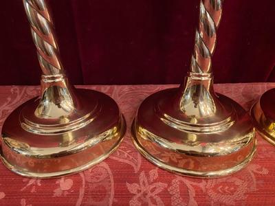 Matching Candle Sticks Height Without Pin. en Brass / Polished and Varnished, Belgium 19 th century ( Anno 1890 )
