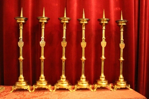 Matching Candle Sticks. Measures Without Pin. en Brass, Belgium 19 th century