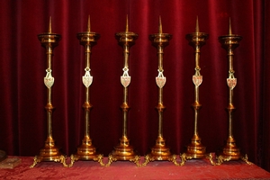 Matching Candle Sticks. Measures Without Pin. en Brass, Belgium 19 th century