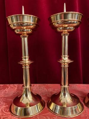Matching Candle Sticks Height Without Pin. style Neo Classicistic en Brass / Bronze / Polished and Varnished, Den Haag Netherlands 20 th century ( Anno 1910 )