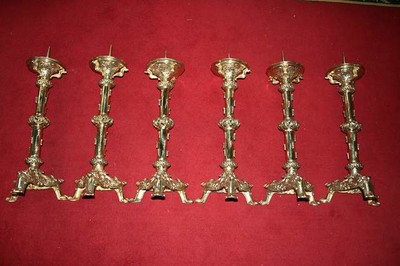 6 Romanesque - Style Matching Candle Sticks Height Without Pin.