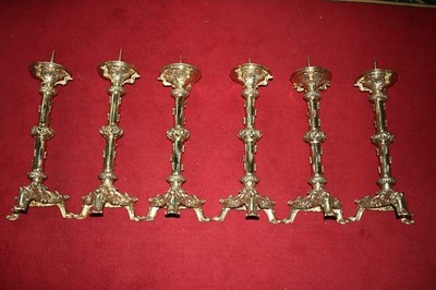 Matching Candle Sticks Height Without Pin. style Romanesque - Style en Bronze / Polished and Varnished, France 19 th century ( Anno 1880 )