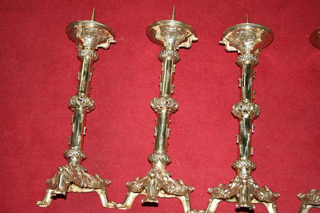 6 Romanesque - Style Matching Candle Sticks Height Without Pin.