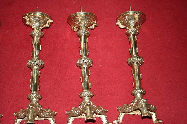 6 Romanesque - Style Matching Candle Sticks Height Without Pin.