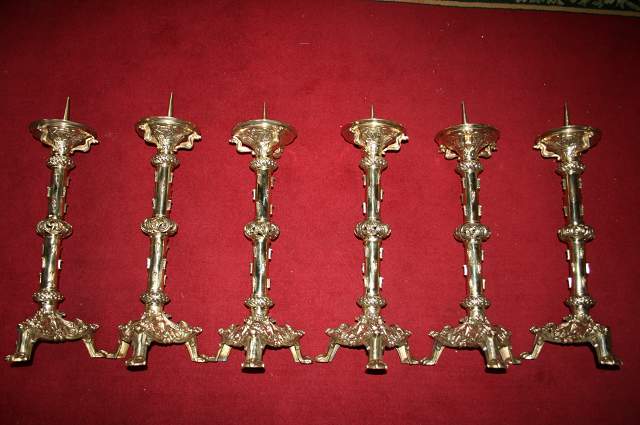 6 Romanesque - Style Matching Candle Sticks Height Without Pin.