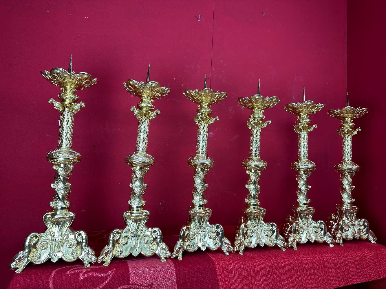 6 Romanesque - Style Matching Candle Sticks Height Without Pin.