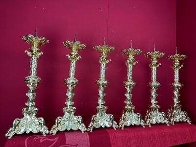 Matching Candle Sticks Height Without Pin. style Romanesque - Style en Bronze Gilt Polished & Varnished, France 19 th century ( Anno 1865 )