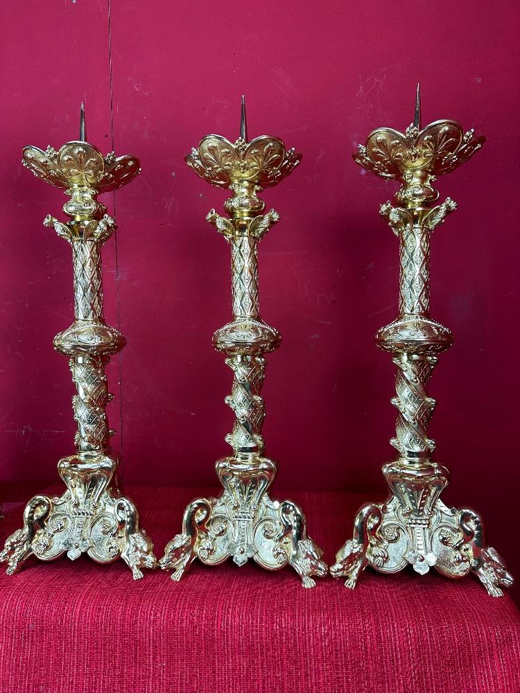 6 Romanesque - Style Matching Candle Sticks Height Without Pin.