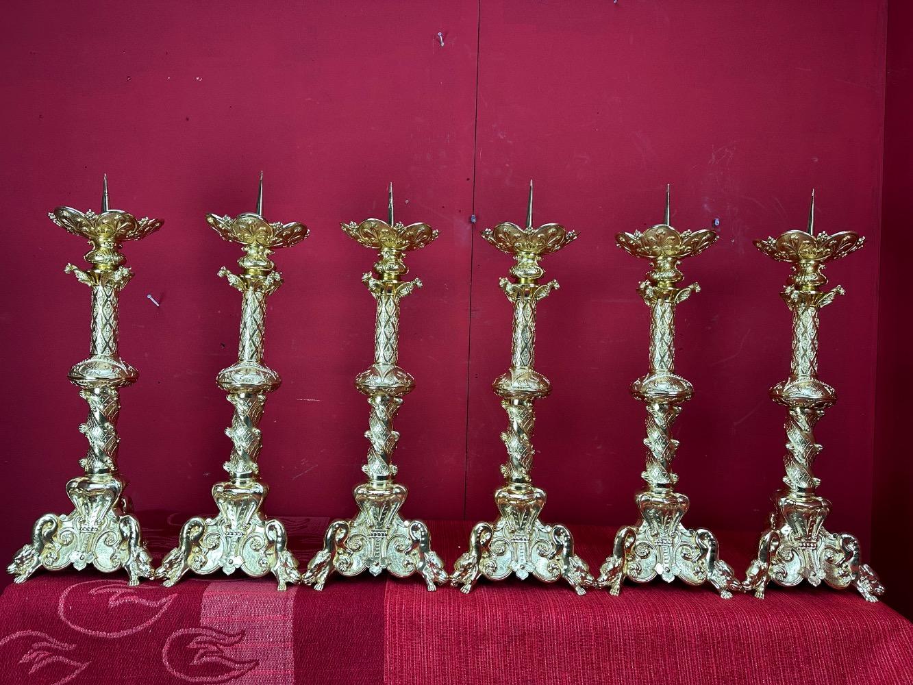 6 Romanesque - Style Matching Candle Sticks Height Without Pin.