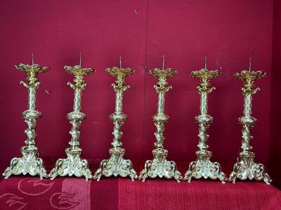 Matching Candle Sticks Height Without Pin. style Romanesque - Style en Bronze Gilt Polished & Varnished, France 19 th century ( Anno 1865 )