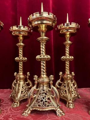 6 Romanesque - Style Matching Candle Sticks Height Without Pin.