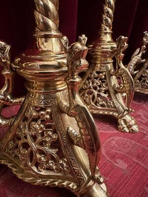 6 Romanesque - Style Matching Candle Sticks Height Without Pin.