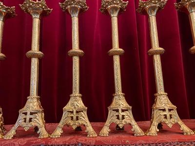 Matching Candle Sticks Height Without Pin. style Romanesque - Style en Bronze / Polished and Varnished, France 19 th century ( Anno 1885 )
