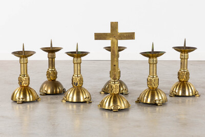 Altar - Set Expected ! style art - deco en Brass / Bronze, Belgium  20 th century ( Anno 1930 )