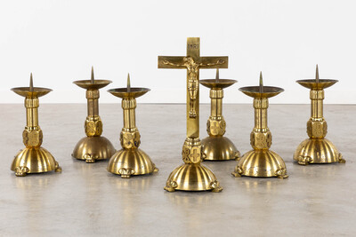 Altar - Set Expected ! style art - deco en Brass / Bronze, Belgium  20 th century ( Anno 1930 )