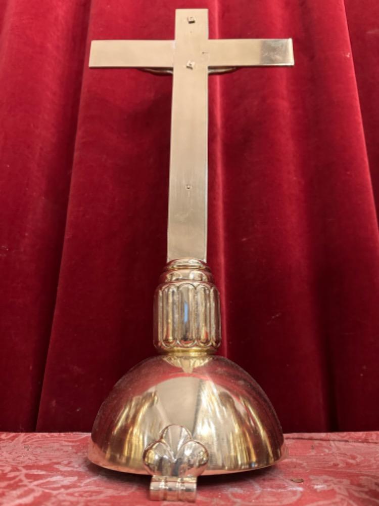 7 art - deco Altar - Set Matching Candle Sticks With Cross. Measures Candle Sticks Without Pin