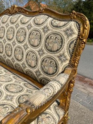 Complete Salon Furniture style Baroque en Wood Gilt / Fabrics, Italy 19 th century