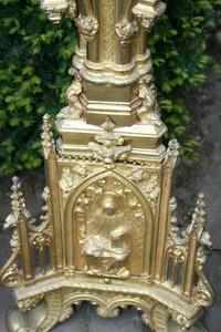 Altar Set Candle Sticks style gothic en bronze, France 19th century