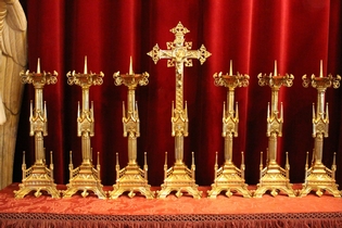 3 Gothic - style Altar Set Height Cross 60 Cm / 24 Inches. Candle Sticks  Are Sold ! - SOLD / VENDU / VENDUTO / VENDIDO 2020 / 2021 / 2022 / 2023 -  Fluminalis