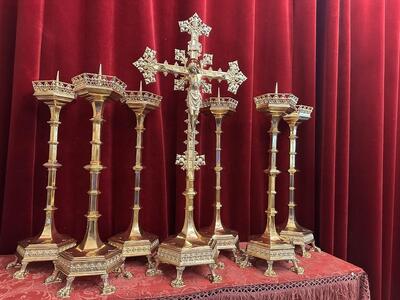 Exceptional Altar - Set style Gothic - Style en Bronze / Polished and Varnished, Belgium  19 th century ( Anno 1865 )