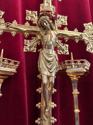 Exceptional Altar - Set style Gothic - Style en Bronze / Polished and Varnished, Belgium  19 th century ( Anno 1865 )