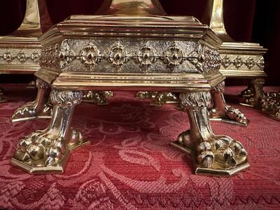 Exceptional Altar - Set style Gothic - Style en Bronze / Polished and Varnished, Belgium  19 th century ( Anno 1865 )